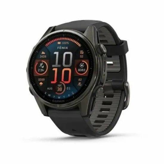 Изображение FENIX 8 43mm Amoled Sapphire Carbon Gray DLC Titanium with Black/Pebble Gray Silicone