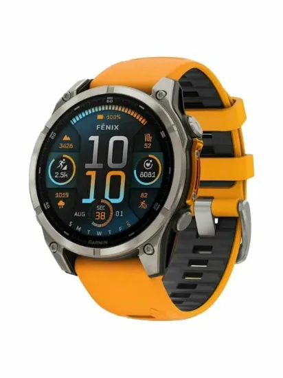 Изображение FENIX 8 47mm Amoled Sapphire Titanium with Spark Orange/Grapphite Silicone Band