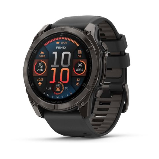 Изображение FENIX 8 51mm Amoled Sapphire Carbon Gray DLC Titanium with Black/Pebble Gray Silicone