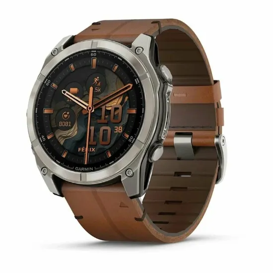 Изображение FENIX 8 51mm Amoled Sapphire Bare Titanium Black with Chestnut Leather Band+Grapphite Silicone Band